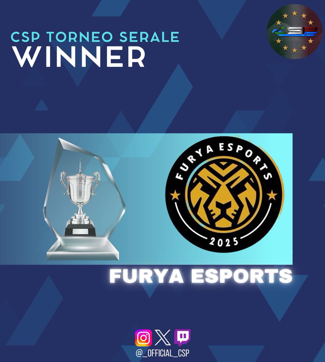 CSP__CUP (@_official_csp) on Twitter photo 🏆 Complimenti <a href="/FuryaeSports/">Furya eSports</a> per la vittoria del torneo serale di Venerdì 22/08.
🎖️Secondo titolo stagionale per i nero oro che vincono in finale contro gli <a href="/Fc_Avengers24/">FC_Avengers</a>
📌 Noi ci vediamo domenica con un nuovo torneo alle ore 22:00
🔗 Iscrizioni qua chat.whatsapp.com/DUmpzTJZs2i8W9… 🏆 Complimenti <a href="/FuryaeSports/">Furya eSports</a> per la vittoria del torneo serale di Venerdì 22/08.
🎖️Secondo titolo stagionale per i nero oro che vincono in finale contro gli <a href="/Fc_Avengers24/">FC_Avengers</a>
📌 Noi ci vediamo domenica con un nuovo torneo alle ore 22:00
🔗 Iscrizioni qua chat.whatsapp.com/DUmpzTJZs2i8W9…