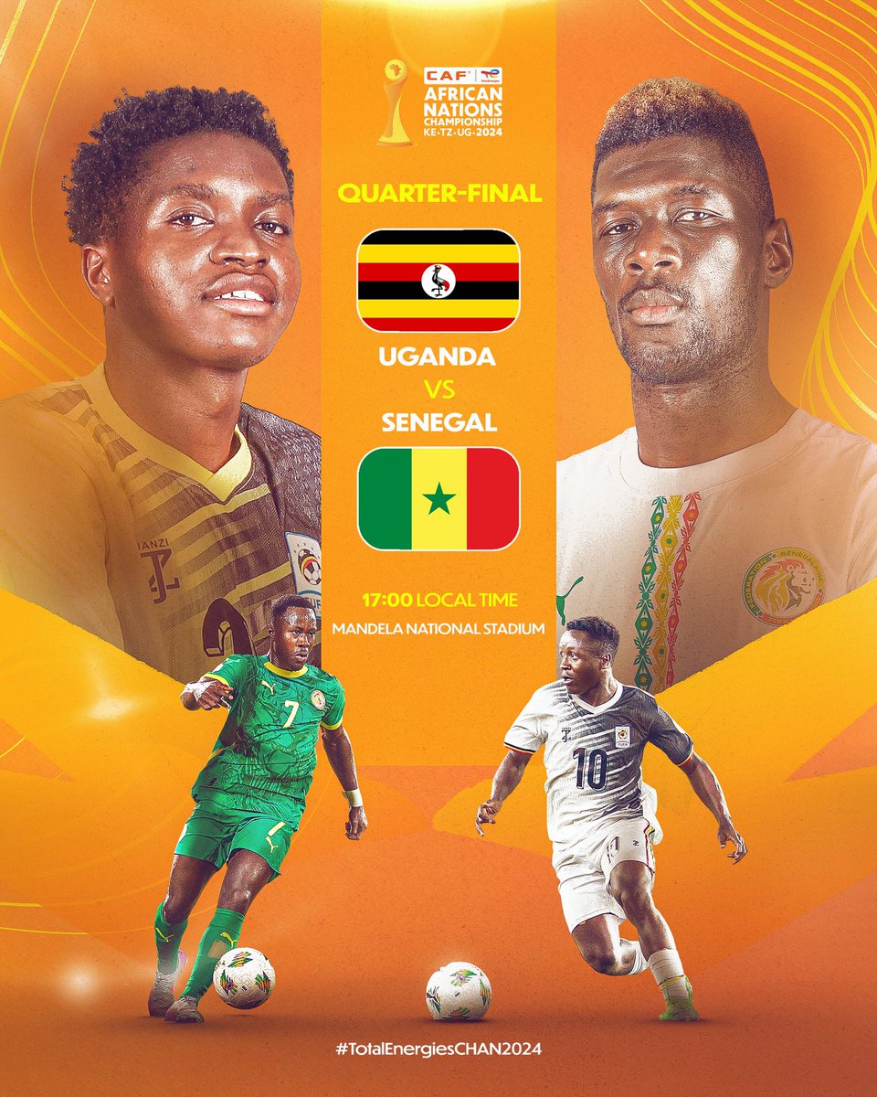 5️⃣ hours to our #TotalEnergiesCHAN2024 quarterfinal kickoff.

🇺🇬 Uganda 🆚 Senegal 🇸🇳