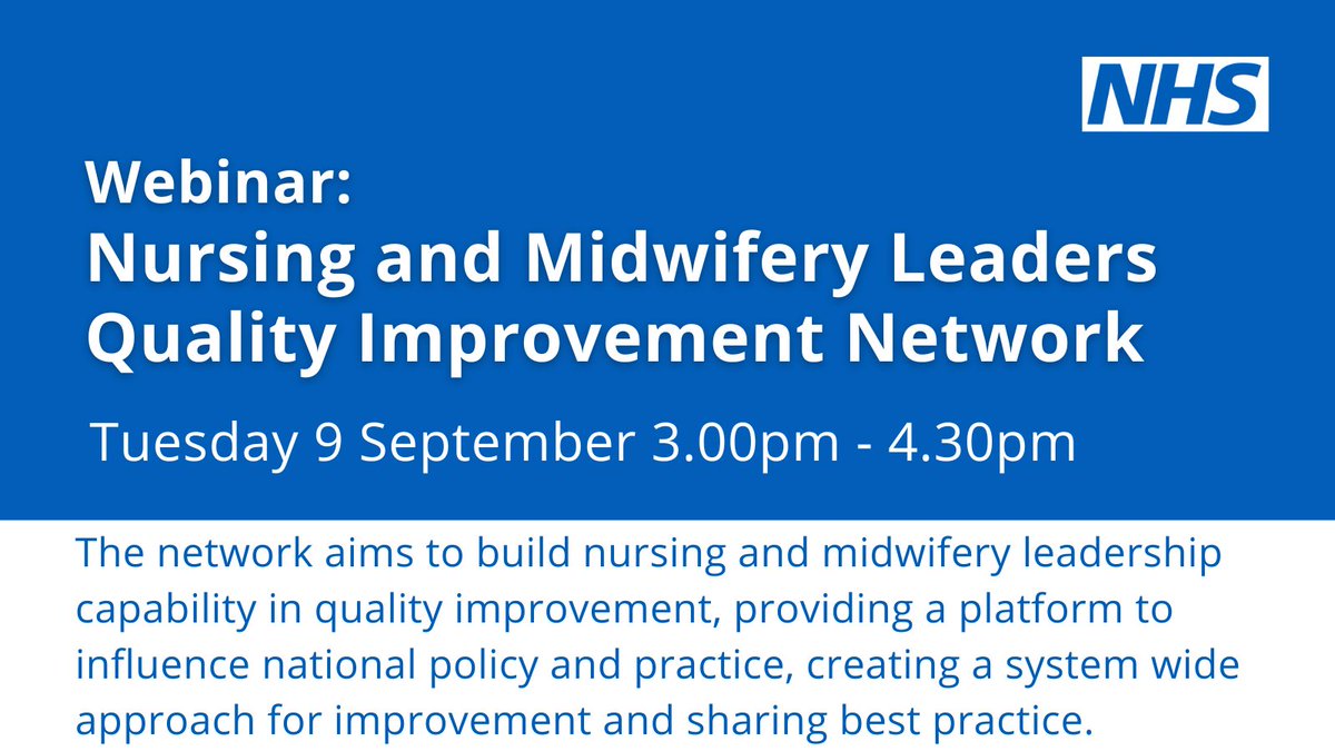 Together we're co-designing and developing this community of nursing and midwifery leaders who have direct responsibility for or a background in quality improvement. #teamCNO

Sign up to join the network here: bit.ly/3FQRGNy