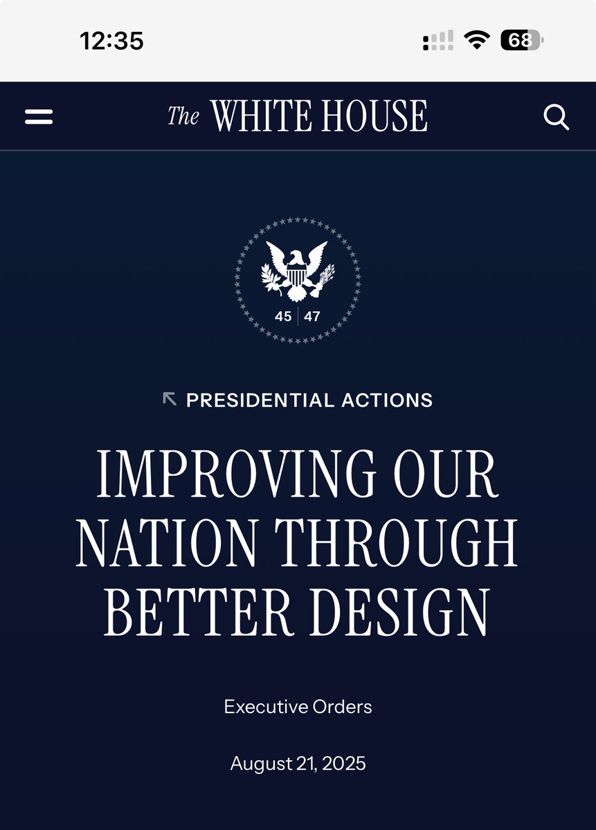 ترامپ دستور اجرایی America by Design رو امضا کرد و جو جبیا -کوفاندر Airbnb -به عنوان Chief Design Officer و رهبر National Design Studio منصوب شد.
هدف: بهینه‌سازی UX و زیبایی‌شناسی خدمات دولتی.
فهم و اهمیت دیزاین در این مقوله برای مملکت قفله😄