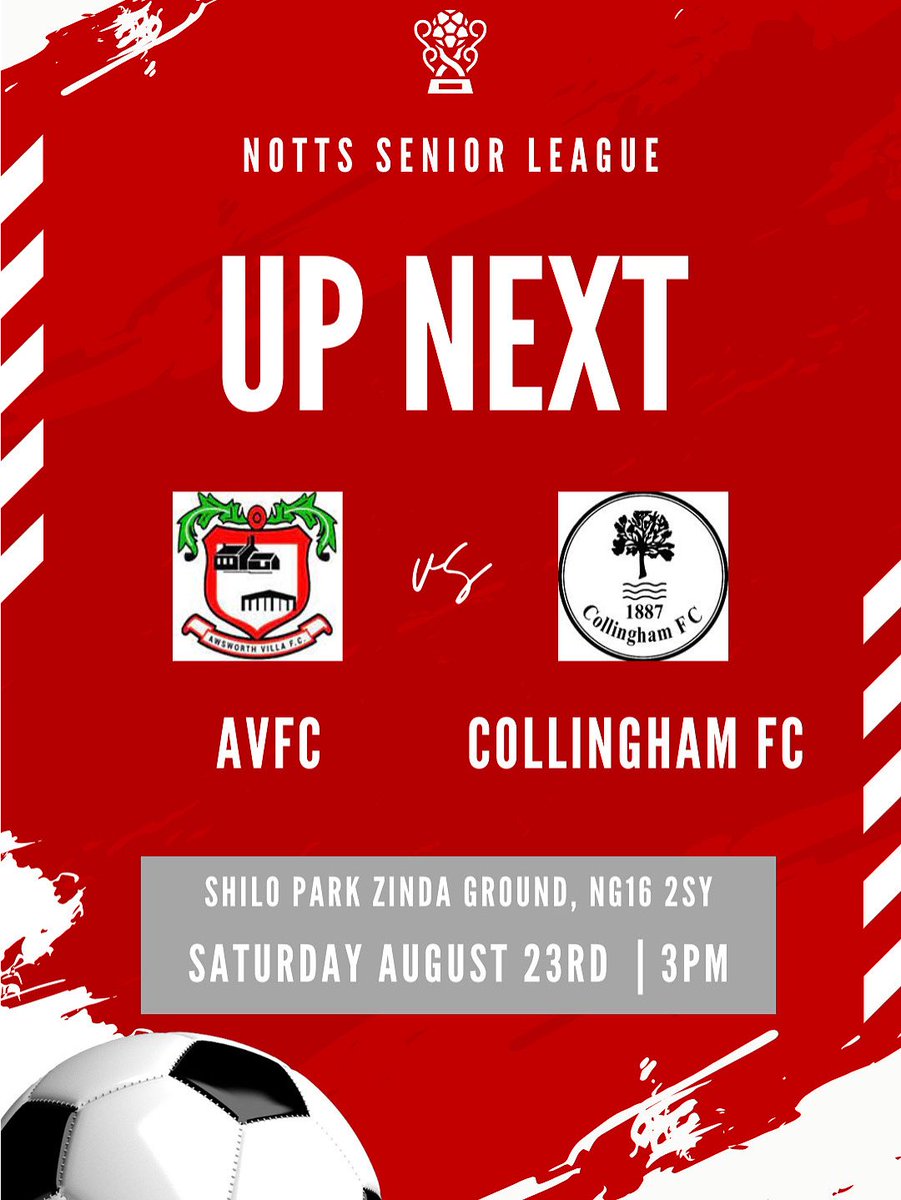 Awsworth Villa F.C (@awsworthvilla) on Twitter photo It’s matchday down at Shilo Park today as we look to make it back to back wins and register our first 3 points at home this season as we welcome <a href="/CollinghamFC/">Collingham FC</a> 🔴⚪️
#utv It’s matchday down at Shilo Park today as we look to make it back to back wins and register our first 3 points at home this season as we welcome <a href="/CollinghamFC/">Collingham FC</a> 🔴⚪️
#utv