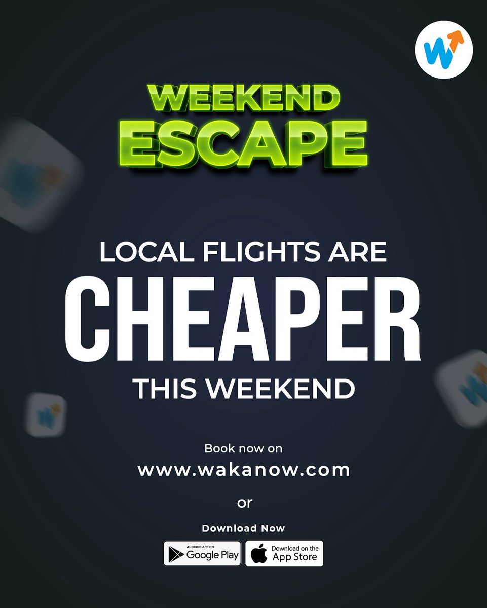 Weekend Escape!

Don’t miss out on the amazing local deals we have for you this weekend. 

Visit wakanow.com or download the Wakanow App to book now. 

Let’s Go!

#wakanow #localflights
