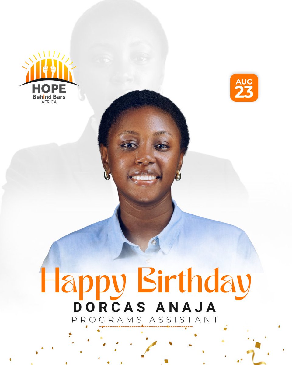 HOPE BEHIND BARS AFRICA (Criminal Justice Reforms) (@hopebehindbar) on Twitter photo Happy Birthday to the amazing Dorcas Anaja (<a href="/AnajaDorcas/">DEE for Dorcas.</a>), our incredible Programs Assistant!
Thank you for always bringing your A-game to everything we do and for being such a valuable part of the team.
We wish you the best life has to offer.
Love,
The HBBA Team. Happy Birthday to the amazing Dorcas Anaja (<a href="/AnajaDorcas/">DEE for Dorcas.</a>), our incredible Programs Assistant!
Thank you for always bringing your A-game to everything we do and for being such a valuable part of the team.
We wish you the best life has to offer.
Love,
The HBBA Team.