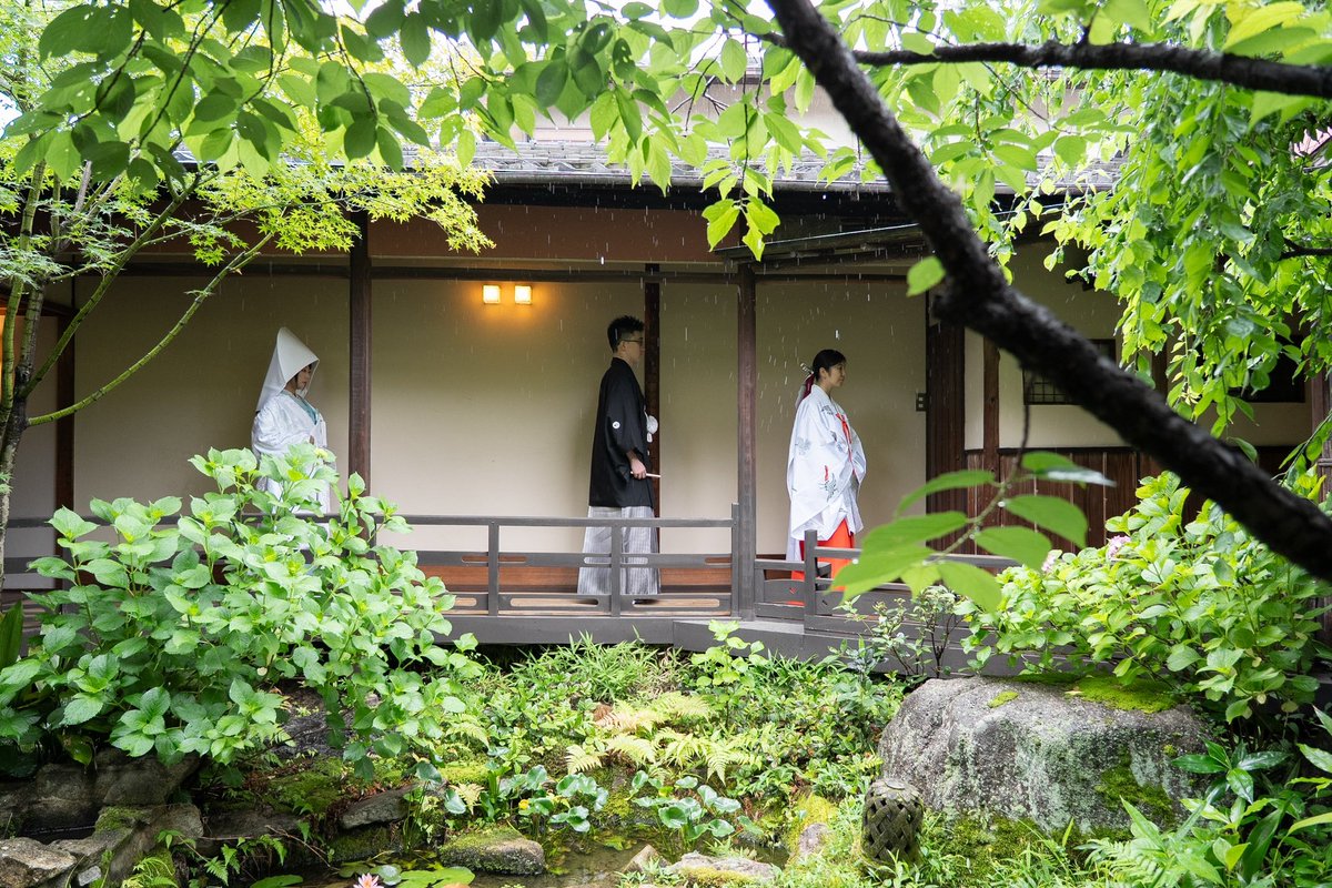 KawachiyaW's tweet photo. ．
恵の雨に包まれ雫きらめく葉が美しいお庭
日本庭園を望む櫻の間での神前式
大切な皆様に見守られ新たな門出を迎えました

#ウェディングレポート
#神前式
#白無垢
#色掛下コーデ
#紋付
#結婚式準備
#多治見
#川地家 https://t.co/FpaApNYb5a