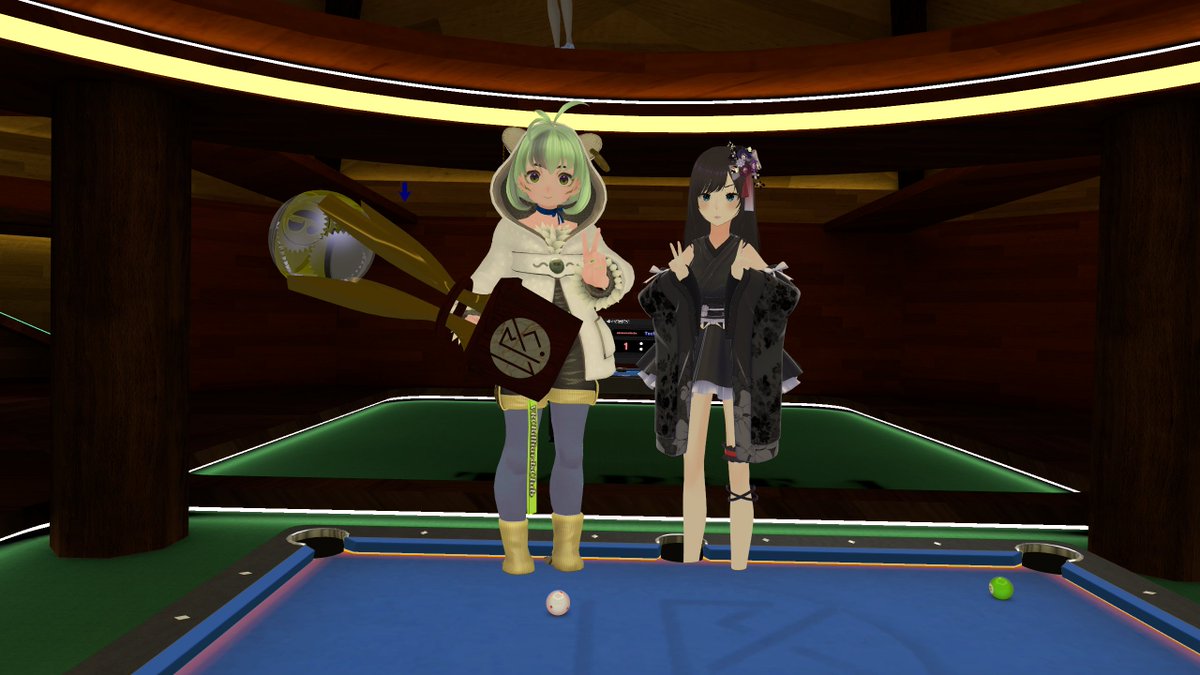 【VRCビリヤード月例大会】
優勝：Techonor さん🎉
準優勝：edamame3tubu さん👏
熱戦をありがとうございました！

#VRChat #ビリヤード #VRCビリヤード