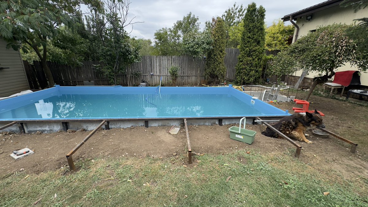 robb_schmidt's tweet image. Almost there! Water is being treated now. Gotta weld the supports for the deck, install the deck, plug in the heater, lay the concrete roof on the filters room. Almost all done by myself &amp;amp; wife. #buildingAPool #buildinpubic