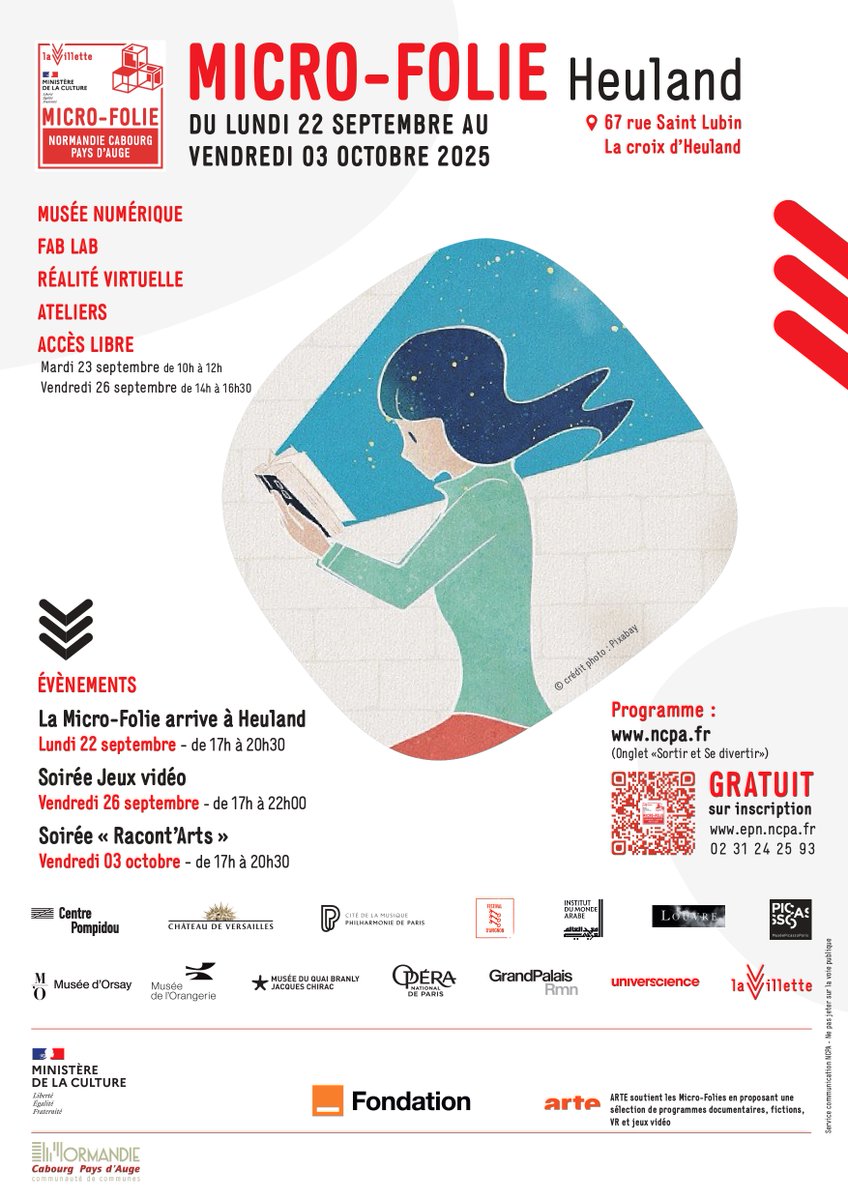 NCPA_Normandie's tweet photo. 🔴#microfolie

La tournée de la #microfolie #NCPA reprend bientôt ! 🥳

La prochaine commune à accueillir est #Heuland  

📌 Du 22 septembre au 3 octobre 2025

Programme à venir 😉 https://t.co/EsN11cqh9u