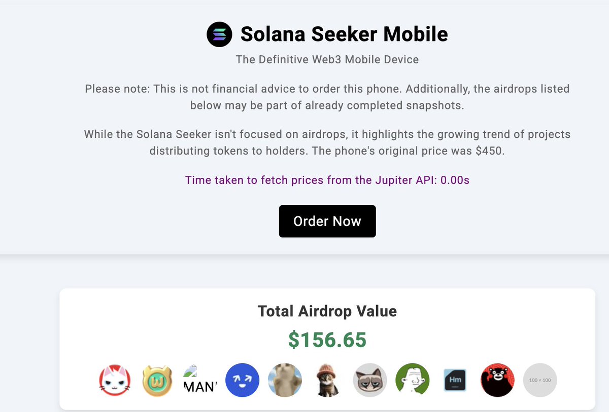 OldHawk (@oldhawksol) on Twitter photo The total airdrop value for <a href="/solanamobile/">Seeker | Solana Mobile</a> users is around $156.65 today.
I assure you, that number will be above $3,000 within 2 years—bookmark this post. The total airdrop value for <a href="/solanamobile/">Seeker | Solana Mobile</a> users is around $156.65 today.
I assure you, that number will be above $3,000 within 2 years—bookmark this post.