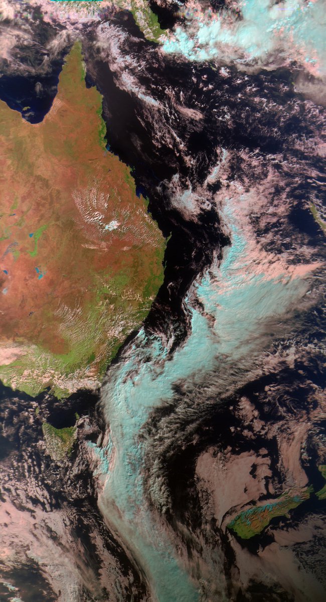 #MeteorMN2_4 afternoon composite 23 Aug
#Satdump, #QFH, #Nooelec Noaa, #RTLSDR
#weather #LRPT #satellite #Australia #NewZealand