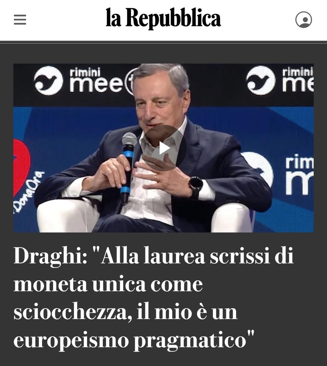 A pagina 23 della sua tesi di laurea del 1970 "Integrazione economica e variazione dei tassi di cambio", Mario Draghi, allora allievo di Federico Caffè, scrisse "l’idea di una moneta unica europea è una follia, una cosa assolutamente da non fare". Era una tesi molto diffusa in