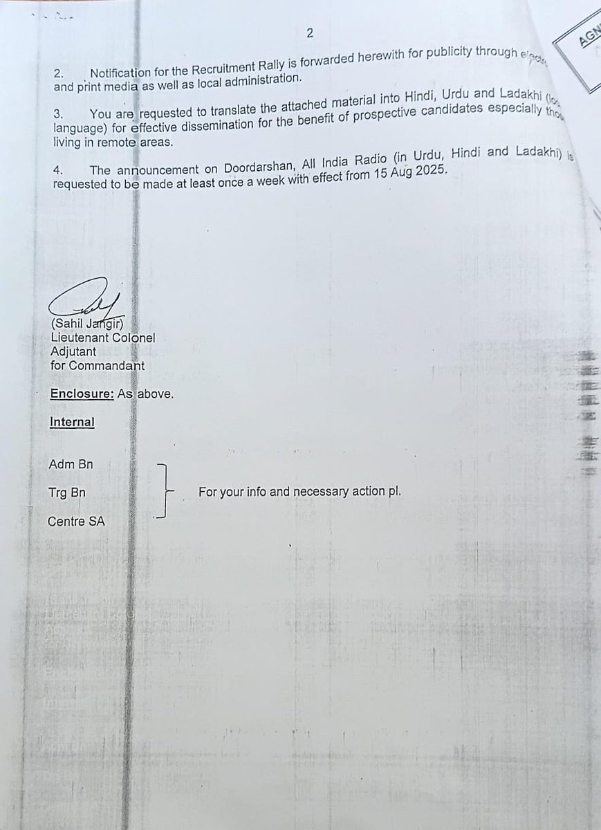 DIPR Leh (@diprleh) on Twitter photo Notice: Agniveer Recruitment Rally for Ladakh Scouts Regiment (3rd-11th sept 2025)- Police Assistance Requested for Crowd Control. Read the other application from our Facebook page facebook.com/share/p/1Bpd1L…
<a href="/DIPR_Ladakh/">DIPR Ladakh</a> <a href="/DIPR_Kargil/">DIPR Kargil</a> <a href="/prasarbharti/">AIR News Leh</a> @ddnewsw Notice: Agniveer Recruitment Rally for Ladakh Scouts Regiment (3rd-11th sept 2025)- Police Assistance Requested for Crowd Control. Read the other application from our Facebook page facebook.com/share/p/1Bpd1L…
<a href="/DIPR_Ladakh/">DIPR Ladakh</a> <a href="/DIPR_Kargil/">DIPR Kargil</a> <a href="/prasarbharti/">AIR News Leh</a> @ddnewsw