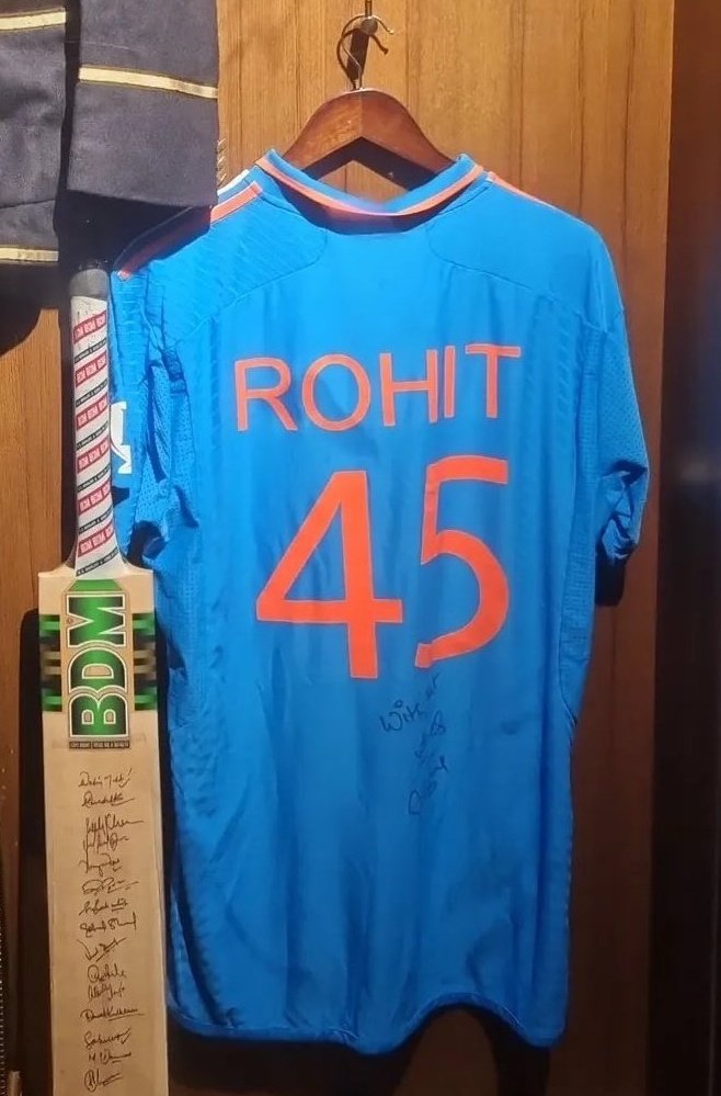 Rohit Sharma signed jersey from the 2023 World Cup is now display at the newly built Sharad Pawar Museum Wankhede Stadium.