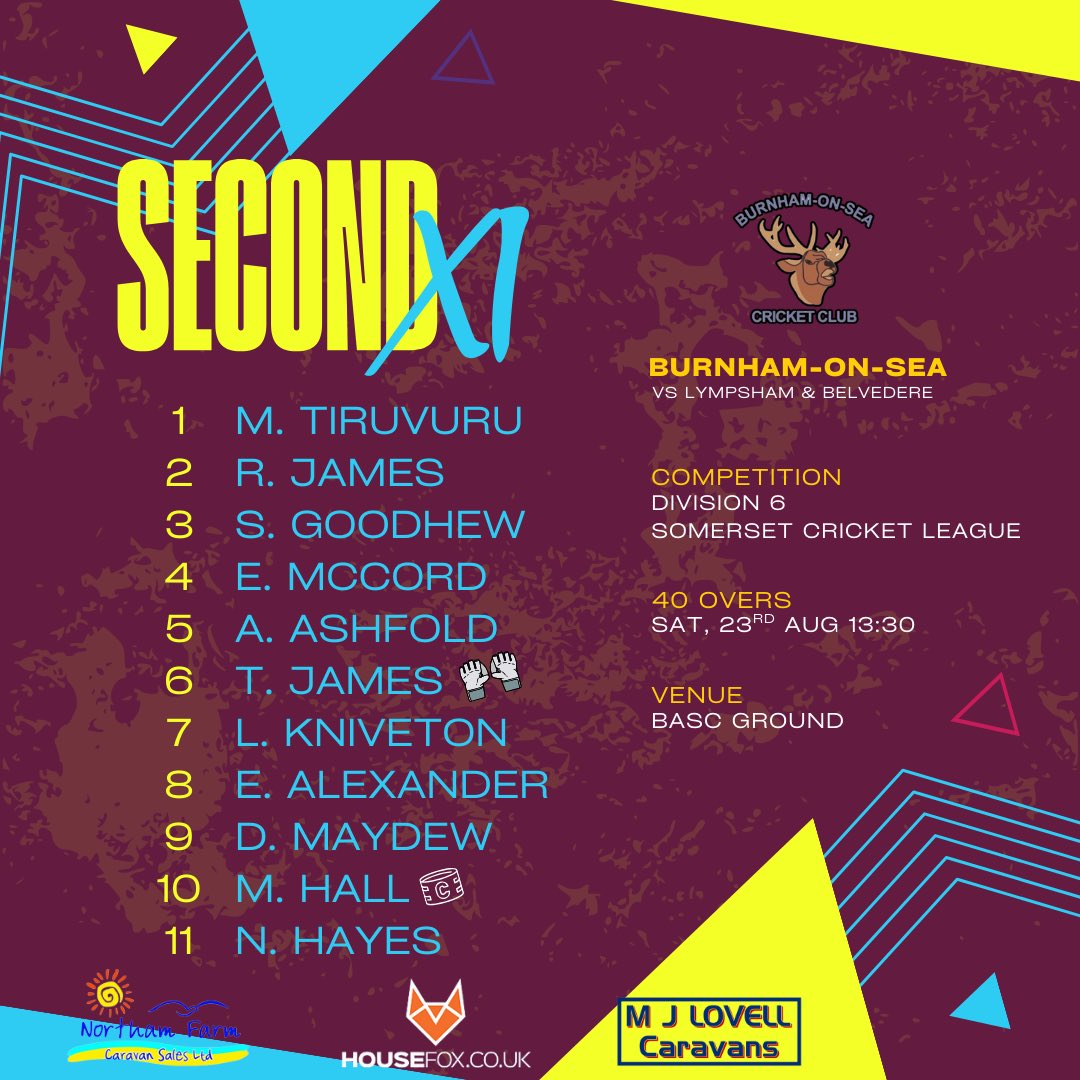 Weekend squads 📋 

First XI make the short trip to <a href="/HuntspillCC/">Huntspill Cricket 🏏</a>, whilst the Second XI host <a href="/LympBelvCC/">Lympsham & Belvedere</a> 👊🏼

#UpTheStags