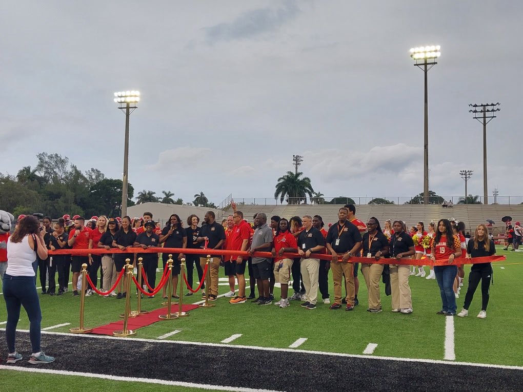 Last night <a href="/SouthBrowardFB/">South Broward Bulldogs Football</a> kicked off on their new <a href="/AstroTurfUSA/">AstroTurf</a> field!  It’s been a long process with new drainage both in and outside the field, new track events, new curb, new scoreboard, and new field.  Our guys worked hard and finished on time.  #onourturf #kickoff #theBRAND