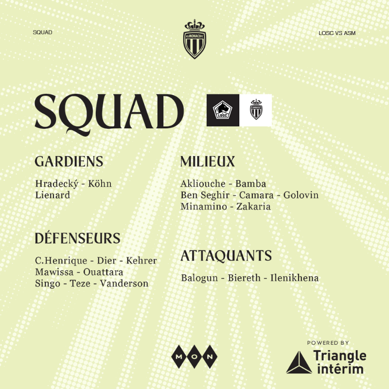 AS_Monaco's tweet photo. Le groupe monégasque pour affronter le @losclive ⚔️

‣ #LOSCASM