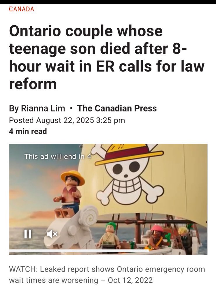 🇨🇦 A teenage boy in Ontario DIED after waiting 8 hours in an ER.
His parents are now pleading for law reform.
Meanwhile, Ottawa sends 💸 billions abroad while Canadians are left to die in hospital hallways.
#Canada #Ontario #ERwait #HealthcareCrisis #cdnpoli

2/10
This boy should