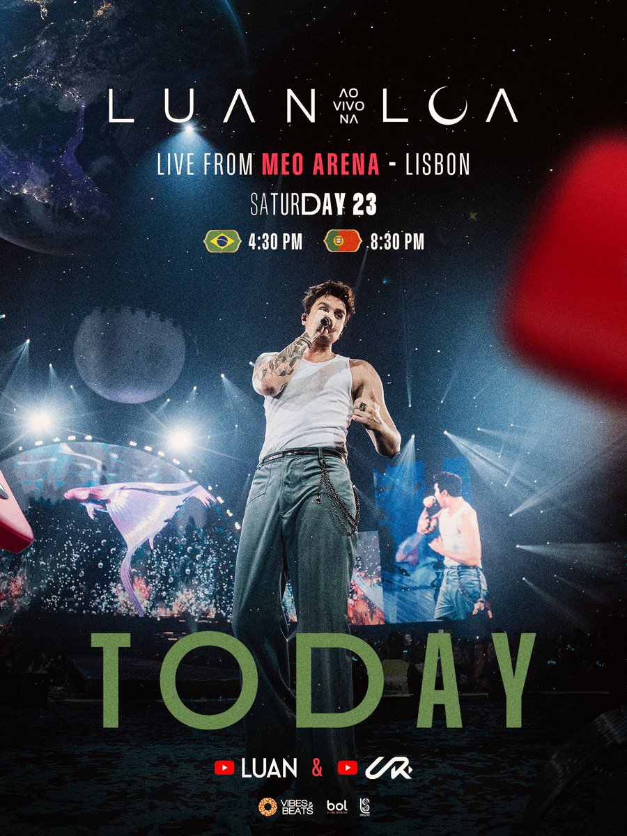 Chegou a hora de fazer história 🌍✨
Hoje tem transmissão mundial do AO VIVO NA LUA, direto da MEO Arena em Lisboa.

📍 16h30 (Brasil)
📍 20h30 (Portugal)

Você pode assistir no canal do Luan e no canal do CR7 no YouTube.
O link do canal do Luan é esse: youtube.com/live/lCcfZpuQm…