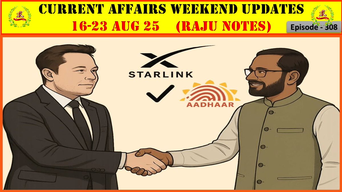 RajuNotes's tweet photo. Current Affairs 16-23 Aug 25 | Raju notes| करंट अफेयर्स। राजू नोट्स | #U... https://t.co/wreJ6OwEN7 via @YouTube 

weekly current affairs updates - stay connected - no masala news, just news https://t.co/hexRM08yQM