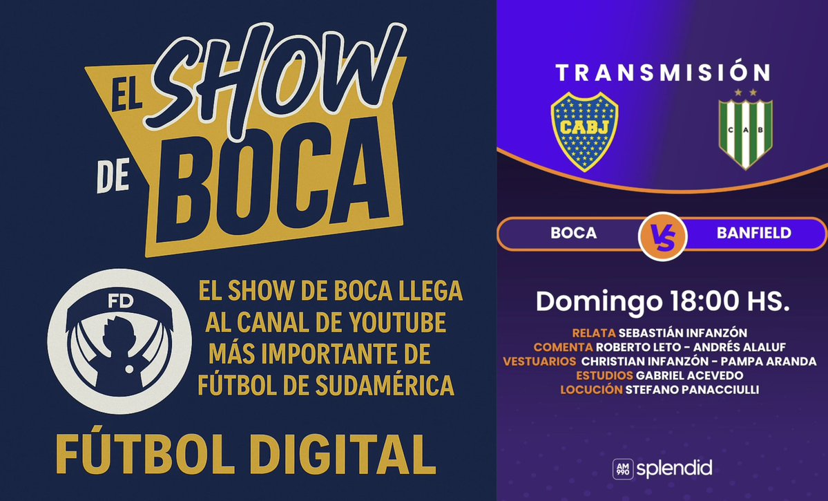 Seba Infanzon (@unico_grande_12) on Twitter photo Mañana desde las 17hs estaremos por <a href="/FutbolDigitalok/">FÚTBOL DIGITAL</a>, desde la Bombonera.
youtube.com/live/U77d-mfdG…
Y desde las 18hs por <a href="/splendidam990/">Splendid AM 990</a>. Mañana desde las 17hs estaremos por <a href="/FutbolDigitalok/">FÚTBOL DIGITAL</a>, desde la Bombonera.
youtube.com/live/U77d-mfdG…
Y desde las 18hs por <a href="/splendidam990/">Splendid AM 990</a>.