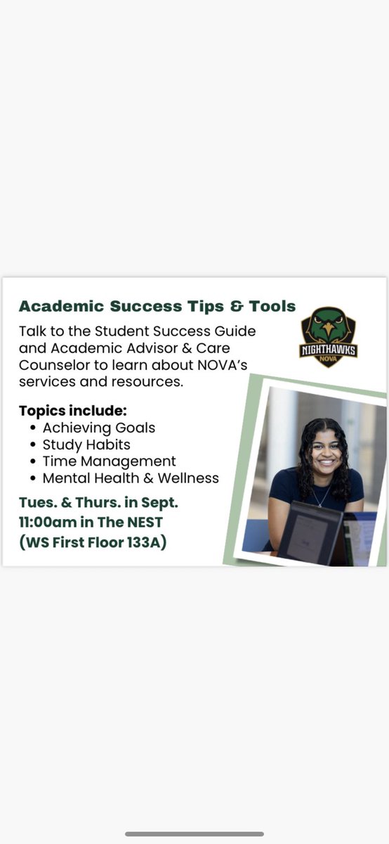 Meet all three in the nest on the first floor of the new WS building! Learn how to care and put energy into YOU this semester!