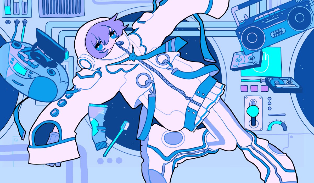 イラスト担当させていただきました！浮遊感あるかわいい楽曲！！
制服風宇宙服超〜可愛く描けたので絶対見て〜〜‼️‼️