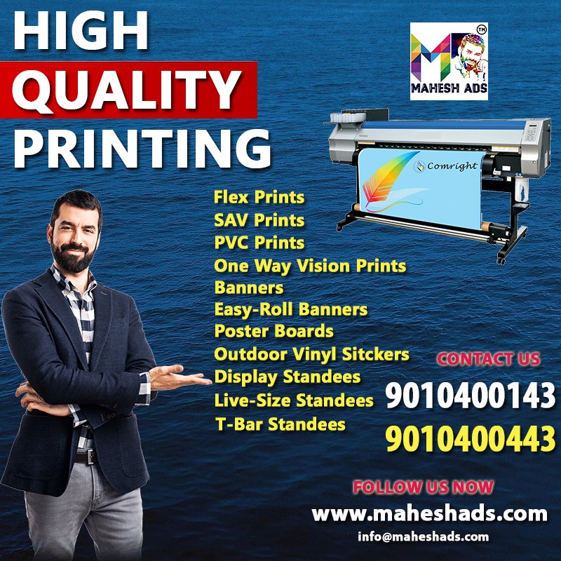 maheshads_'s tweet photo. High Quality Printing Services!!
One of the best printing service shops in Mallapur, Hyderabad City.
https://t.co/JKr9WujJra
#Large_Format_Printing_Services #MaheshAds
#Acrylic_Boards_with_LED_Lights #Backlites #Eco_Printing #Channel_Lit https://t.co/grcHA5nTGO