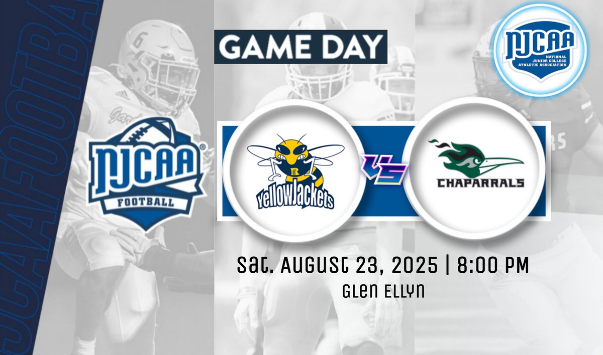 🚨 NJCAA Football DIII
🏈 <a href="/RCTC_FB/">RCTC Football</a> 🆚 <a href="/Dupage_Football/">College of DuPage Football</a> 🏈
🗓️ Sat. August 23, 2025
⏰ 8:00 PM
💻 bit.ly/njcaanetswork

<a href="/TerrenceIsaac1/">Coach Isaac SR.</a> <a href="/RCTCAthletics/">RCTC Yellowjackets</a> <a href="/RochesterCTC/">Rochester Community and Technical College</a> <a href="/AthleticsCod/">CODAthletics</a> <a href="/FBCoach_Rahn/">Coach Matthew Rahn</a> <a href="/CoachTCip/">Coach Cipriano</a> <a href="/DuPageFB_Inbox/">COD Football Recruiting</a> <a href="/Coach_Nol/">Nolan Bernat</a> <a href="/peter_hopson/">Coach Hopson</a> <a href="/Coach_PauleyD/">𝐃𝐞𝐚𝐧 𝐏𝐚𝐮𝐥𝐞𝐲</a> <a href="/BStoynoff/">Billy Stoynoff</a>