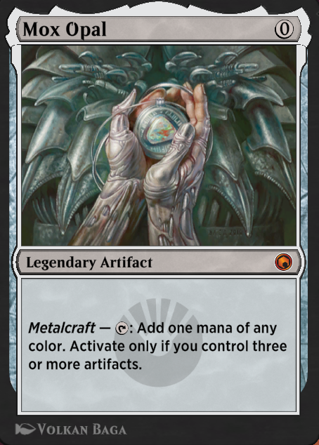 MaC1Pe's tweet photo. @wizards_magic @MTG_Arena #MTG 

With mox opal being released into Timeless, every time you want to play a deck, you'll have to ask yourself that question : Can it beat show and tell turn 1 on the draw ? I'am no genius but i'am pretty sure you guys know what the answer is. https://t.co/0KOtXbj2WU