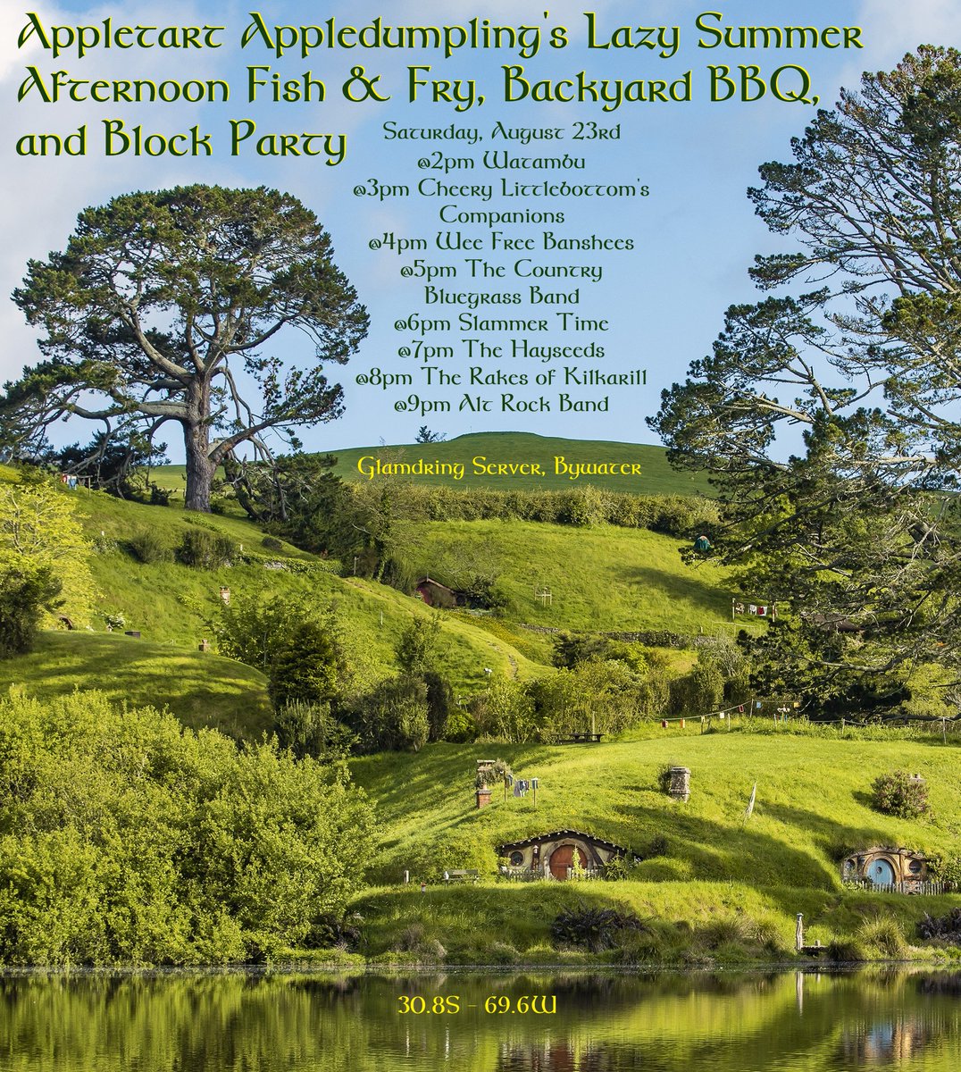 We're a few hours away from the start of the Appletart Appledumpling's Lazy Summer Afternoon Fish &amp; Fry Backyard BBQ and Block Party.  The Hayseeds show starts at 7:00pm.  We're so excited to be performing for this event.  Hope to see y'all there. <a href="/lotro/">LOTRO</a> <a href="/lotrofamily/">LOTRO Family</a>