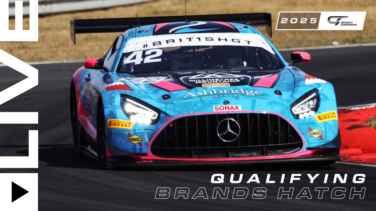 BritishGT's tweet image. Qualifying is underway at Brands Hatch. Who’ll be on pole for the penultimate round of the season? 

Watch live on YouTube 📺 youtu.be/RJxPiOxUCNU

#BritishGT #GT3 #GT4