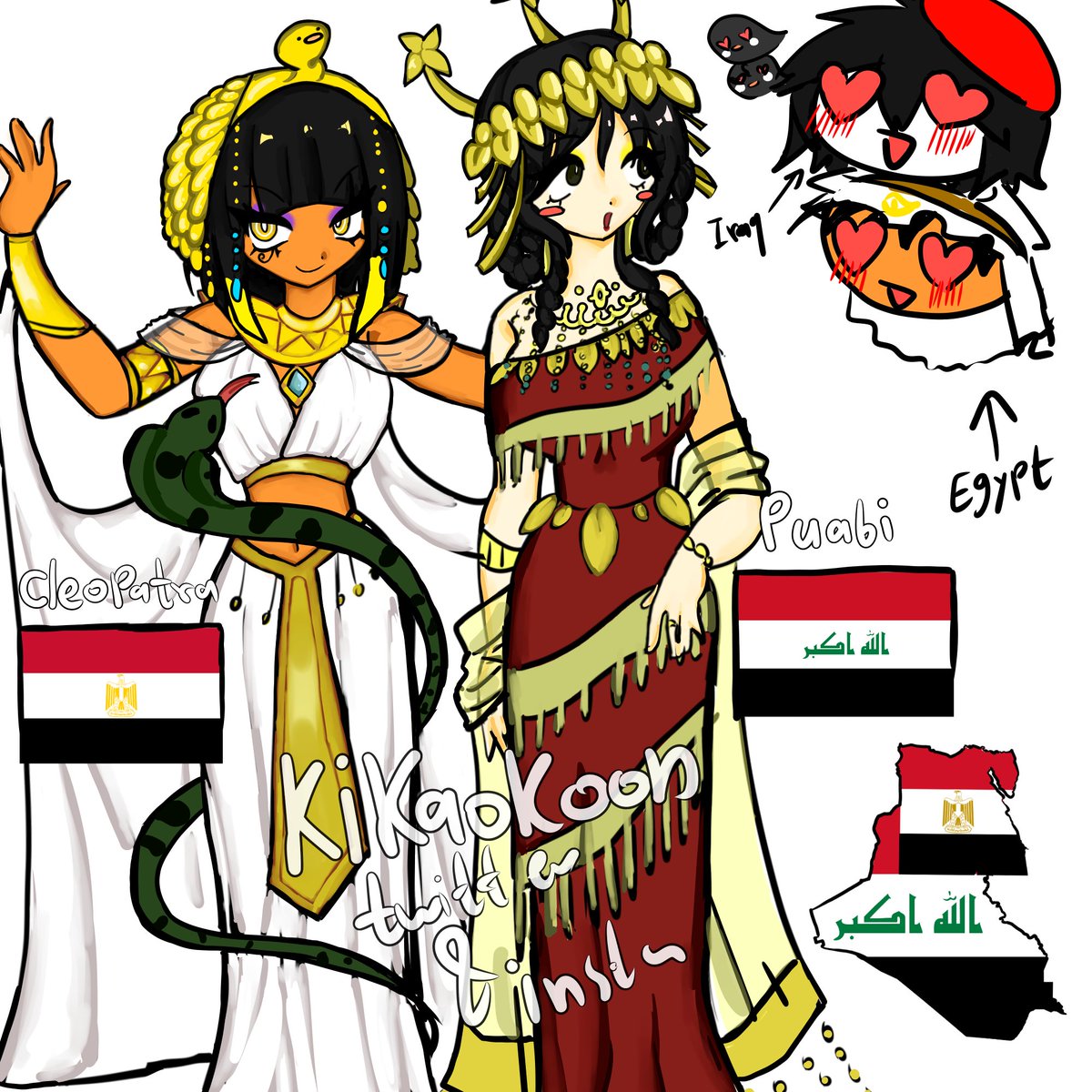 Cleopatra and puabi 🇮🇶🎀 🇪🇬
{The father of the west asia and the father of Africa }