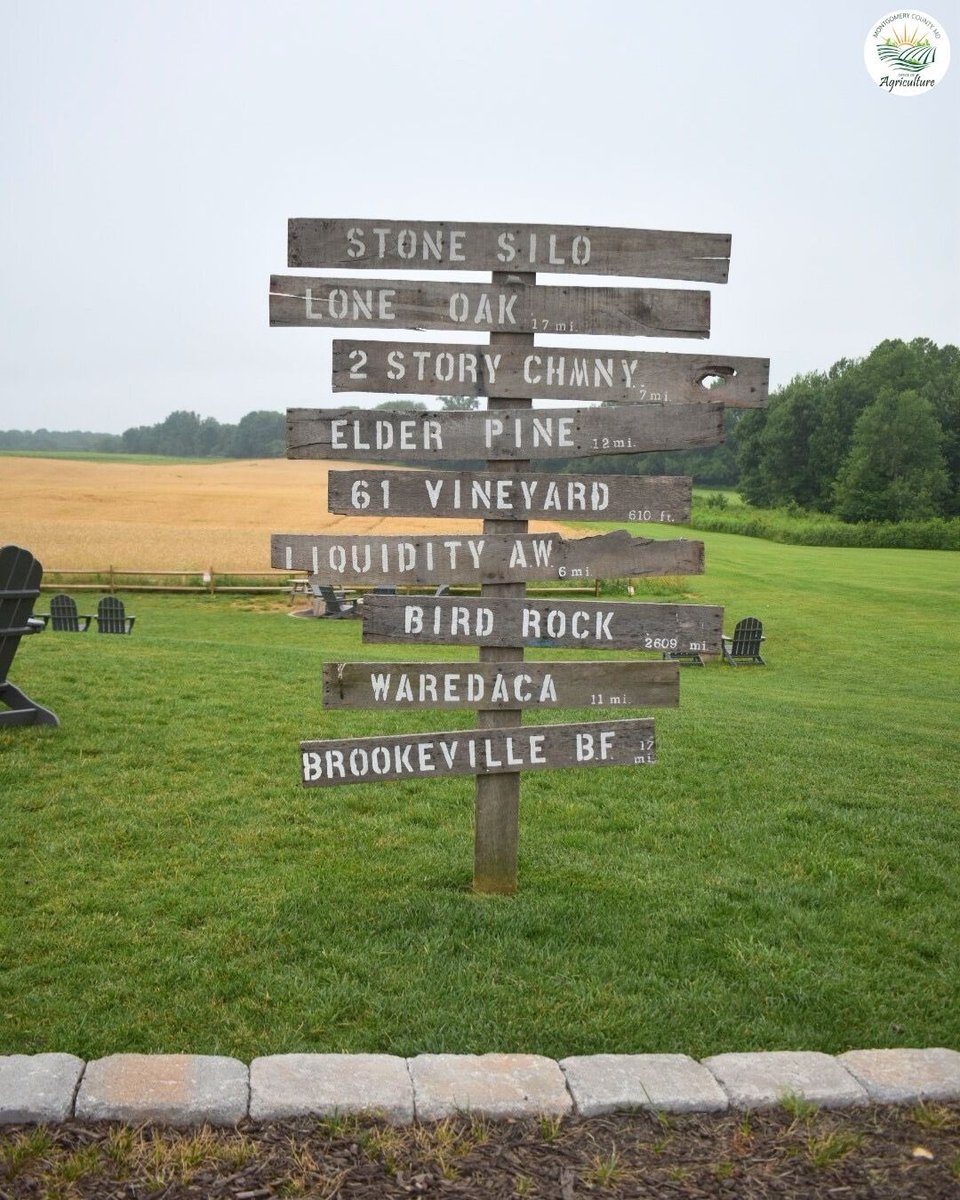 Need help choosing your next local adventure? This rustic sign at Stone Silo Brewery points to some of the best vineyards and breweries nearby. Plan your agri-tourism getaway today!
#AgReserveMD #MoCoMade #FarmToGlass #SupportLocalFarms