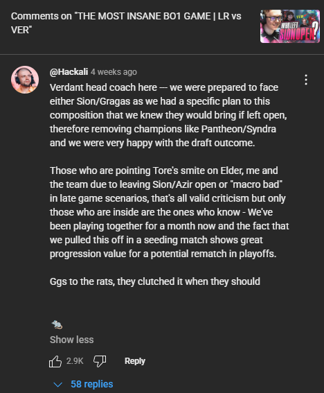 Hackali (@kevinhackali) on Twitter photo 8 months ago I was LFT - spent 34 days analyzing <a href="/LosRatoneslol/">LosRatones</a> with crazy hopes of trying to join them as an Assistant Coach for their project.
Despite the positive feedback from the community, I never got reached and thankfully found a team. <a href="/VerdantEC/">Verdant</a>'s manager <a href="/NDanskmand/">Nicklas Danskmand</a> 8 months ago I was LFT - spent 34 days analyzing <a href="/LosRatoneslol/">LosRatones</a> with crazy hopes of trying to join them as an Assistant Coach for their project.
Despite the positive feedback from the community, I never got reached and thankfully found a team. <a href="/VerdantEC/">Verdant</a>'s manager <a href="/NDanskmand/">Nicklas Danskmand</a>