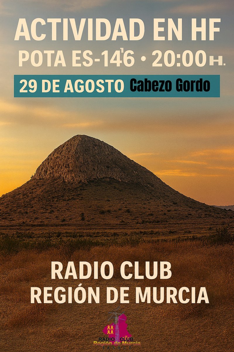 ¡Nueva actividad a la vista!  Está vez en HF, el próximo Viernes 29 de Agosto estaremos activando la referencia POTA: ES-1416. ¡Nos escuchamos! #radioaficionados #murcia #pota