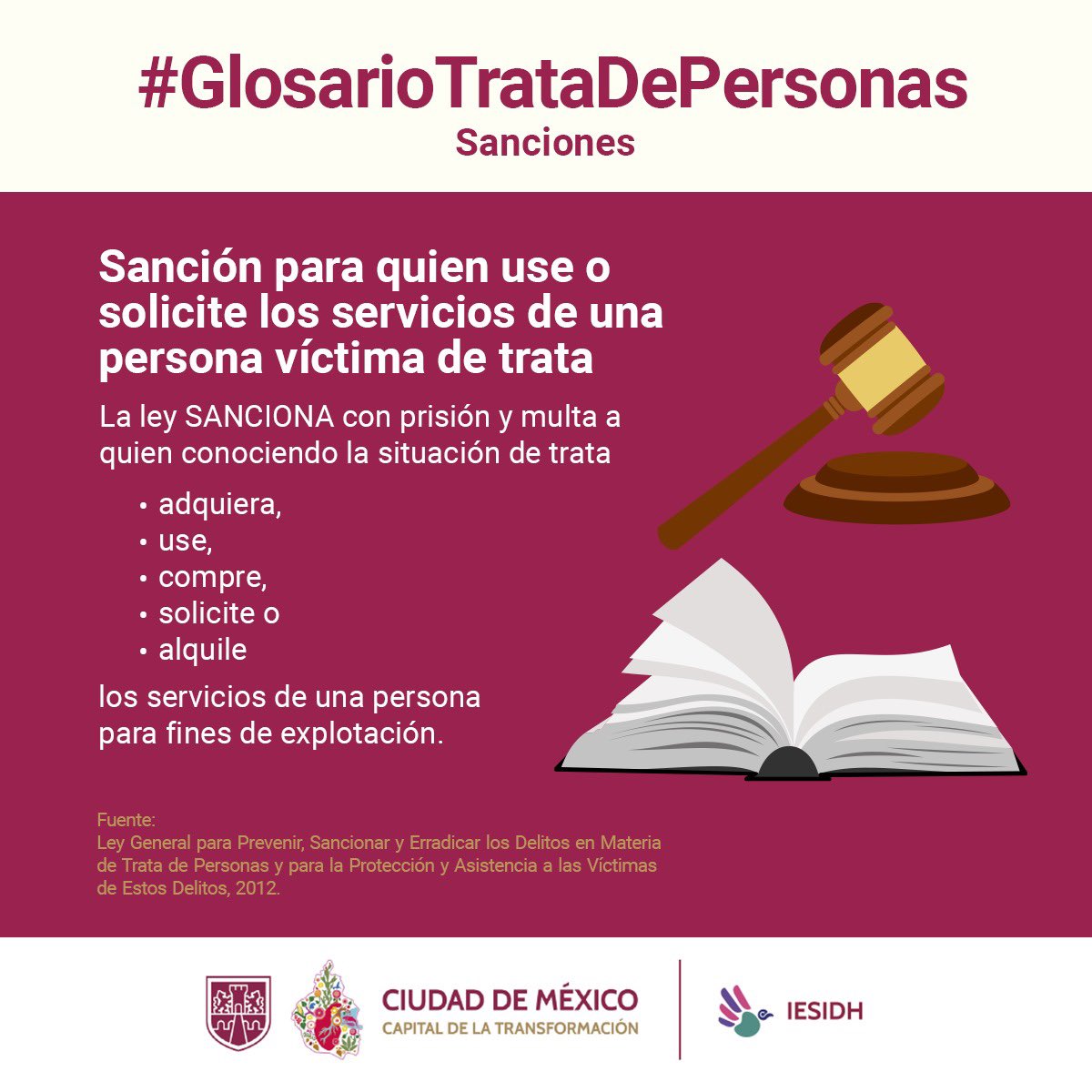 Sistema Integral de Derechos Humanos (@pdhcdmx) on Twitter photo No hay trata sin demanda.
Víctima, tratante y cliente - explotador, son parte de un mismo delito.
🚨 Si conoces algún caso de #TrataDePersonas, ¡denuncia!
📞 Línea y Chat Nacional: 80 0553 3000 <a href="/elconsejomx/">Consejo Ciudadano Mx</a>
<a href="/FiscaliaCDMX/">Fiscalía CDMX</a> : 55 5346 8480 / 55 5346 8110
#MéxicoContraLaTrata No hay trata sin demanda.
Víctima, tratante y cliente - explotador, son parte de un mismo delito.
🚨 Si conoces algún caso de #TrataDePersonas, ¡denuncia!
📞 Línea y Chat Nacional: 80 0553 3000 <a href="/elconsejomx/">Consejo Ciudadano Mx</a>
<a href="/FiscaliaCDMX/">Fiscalía CDMX</a> : 55 5346 8480 / 55 5346 8110
#MéxicoContraLaTrata