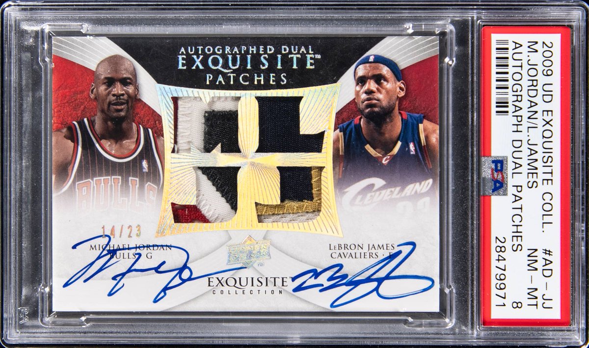 michael jordan lebron james dual autograph card