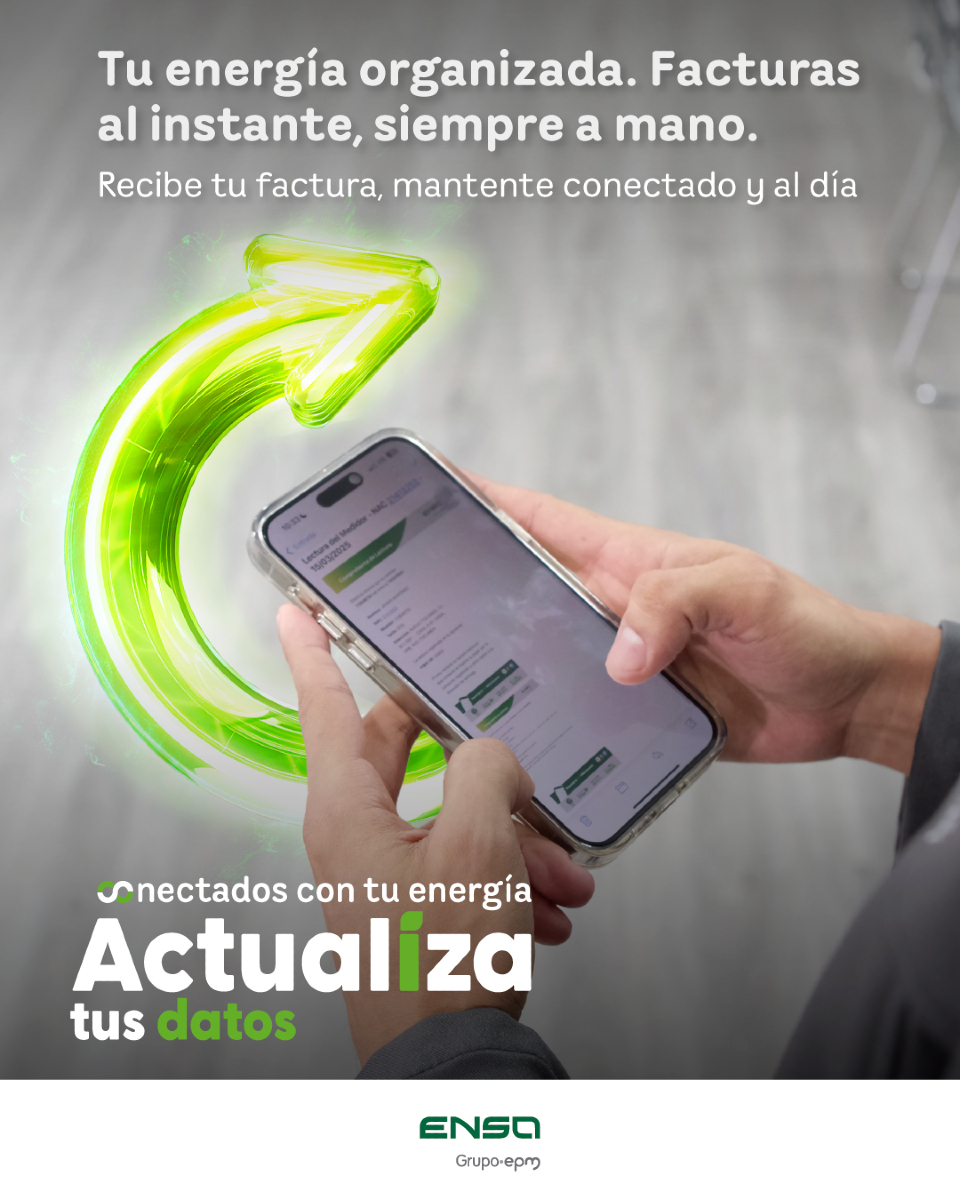 📩 Tu factura, siempre a tu alcance.

Activa la opción de recibirla por correo y mantente al día con tu consumo, sin complicaciones.

Rápido, digital y directo a tu bandeja de entrada.

#FacturaDigitalENSA #ENSAContigo #SinFilasSinPapel #EnergíaDigital #AhorraTiempo