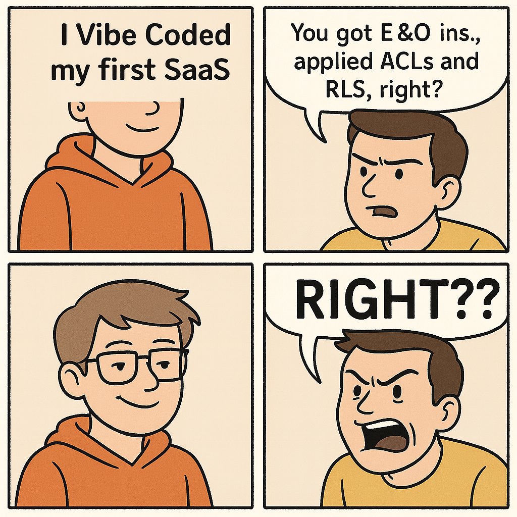 GameMakerBlog's tweet image. You shipped fast. Users signed up. It felt real. But did you get E&O insurance, lock down your buckets, enable RLS?
Fast Fashion SaaS also means Fast Fashion Lawsuits.
gamemakerblog.com/2025/08/23/a-s…
#vibecode #saas #PSA #FastFashionSaaS