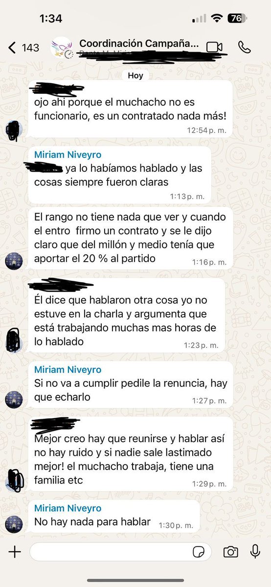 Beto Valdez (@betovaldez) on Twitter photo El mismo modus operandi: Conversaciones en un grupo de WhatsApp reducido para un grupo de referentes de La Libertad Avanza bonaerense señalan a Miriam Niveyro por aprietes a empleados de la Anses y PAMI para que paguen “obligatoriamente” un aporte del 20 % de su sueldo para el El mismo modus operandi: Conversaciones en un grupo de WhatsApp reducido para un grupo de referentes de La Libertad Avanza bonaerense señalan a Miriam Niveyro por aprietes a empleados de la Anses y PAMI para que paguen “obligatoriamente” un aporte del 20 % de su sueldo para el