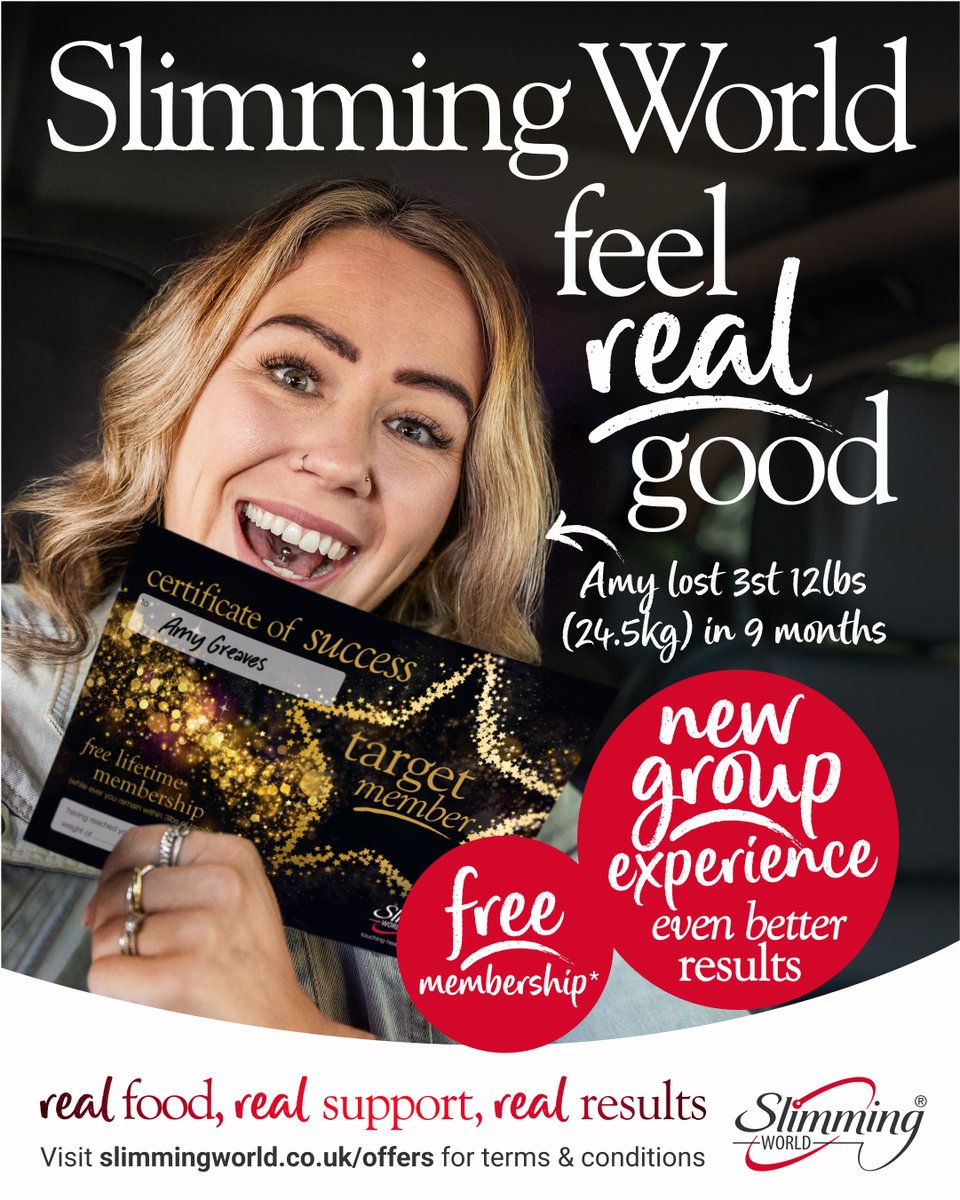There’s nothing like the support of people who get it ❤️. At my Slimming World group, I’ll help you build healthy habits that last. Join before 20 September and get free membership when you commit to six or 12 weeks 🙌 – and save up to £16.90 🤩. DM me to find out more!
