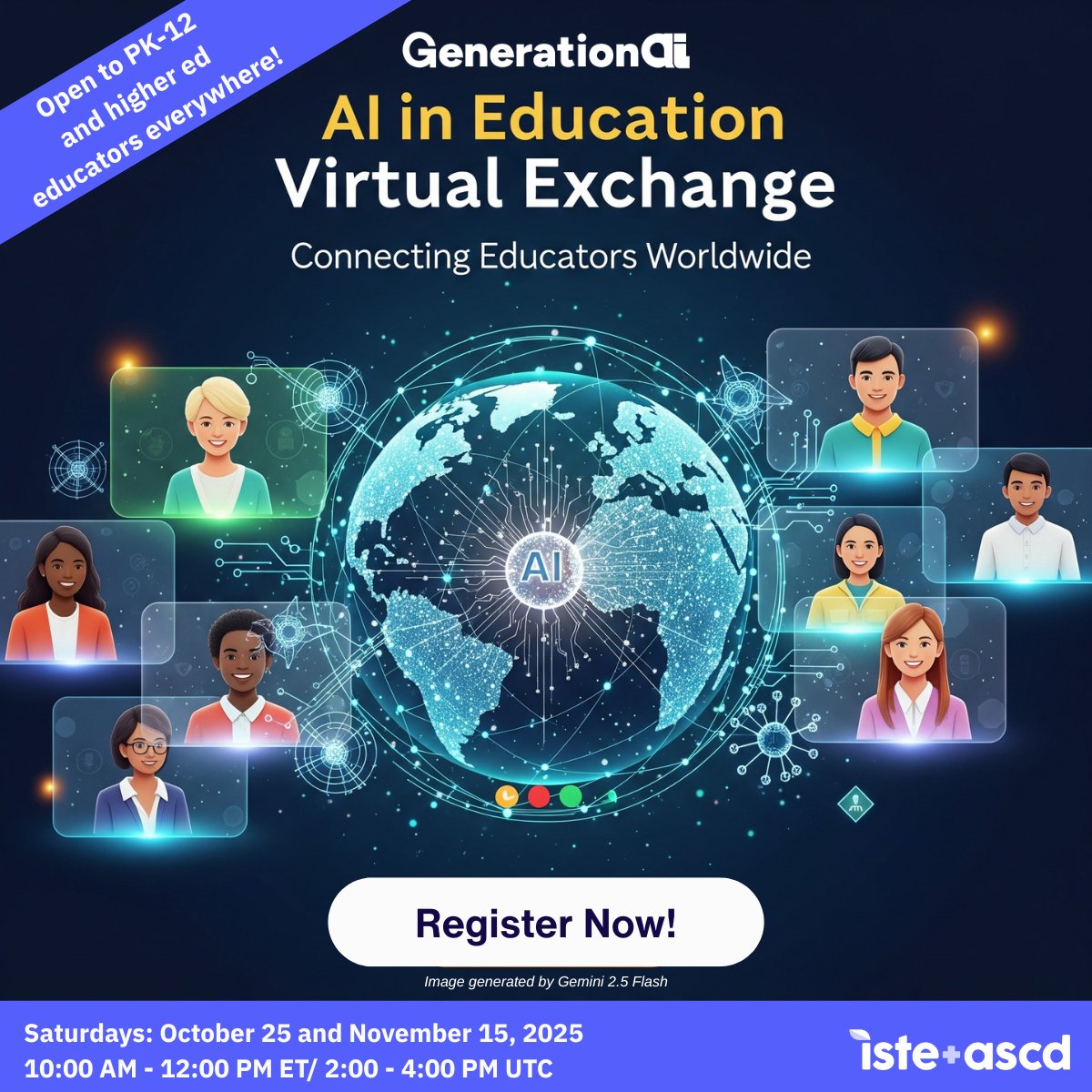 🤖 Join the free AI in Education Virtual Exchange!
Two interactive sessions for educators worldwide to explore AI’s impact on learning.
📅 Oct 25 &amp; Nov 15 | 10 AM–12 PM ET
🔗 Sign up: hubs.li/Q03DT4JL0
#AIinEducation #EdTech