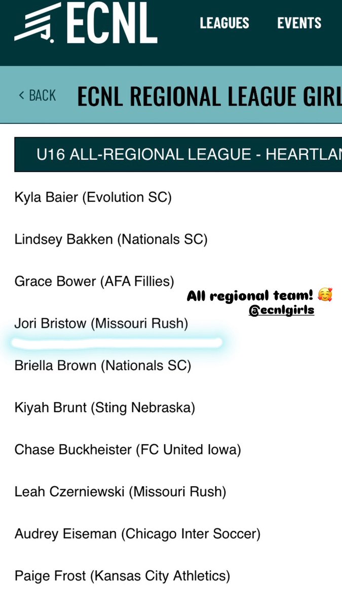 Jori Bristow (@joribristow) on Twitter photo I'm honored to be named <a href="/ECNLgirls/">ECNL Girls</a> all regional team. Thank you so much for this recognition! I'm honored to be named <a href="/ECNLgirls/">ECNL Girls</a> all regional team. Thank you so much for this recognition!