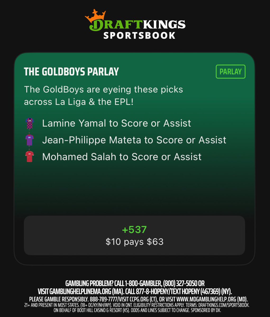 🚨 SQUAD RIDE TIME! 🚨

We’ve got a Squad Ride on <a href="/DKSportsbook/">DraftKings Sportsbook</a> 

$100 to 5 people if this parlay CASHES! 🤞

How to enter:
1️⃣ Like this post
2️⃣ Retweet
3️⃣ Tail the parlay on <a href="/DKSportsbook/">DraftKings Sportsbook</a> 

📲 Open the DK app &amp; search GoldBoys to find it!

#DKPartner