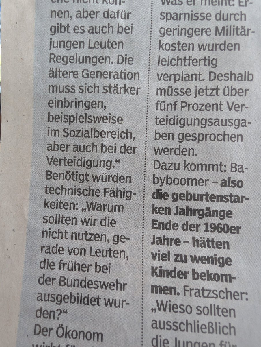 Hot Take: Ich habe keine Angst davor, dass der Russe bald bei mir an der Tür klingelt. Ich habe mehr Angst vor (SPD-)Ökonomen und Politikern mit über 10k Brutto im Monat, die bald bei mir und bei Rentnern an der Tür klingeln, um uns für die Ostfront zu rekrutieren.