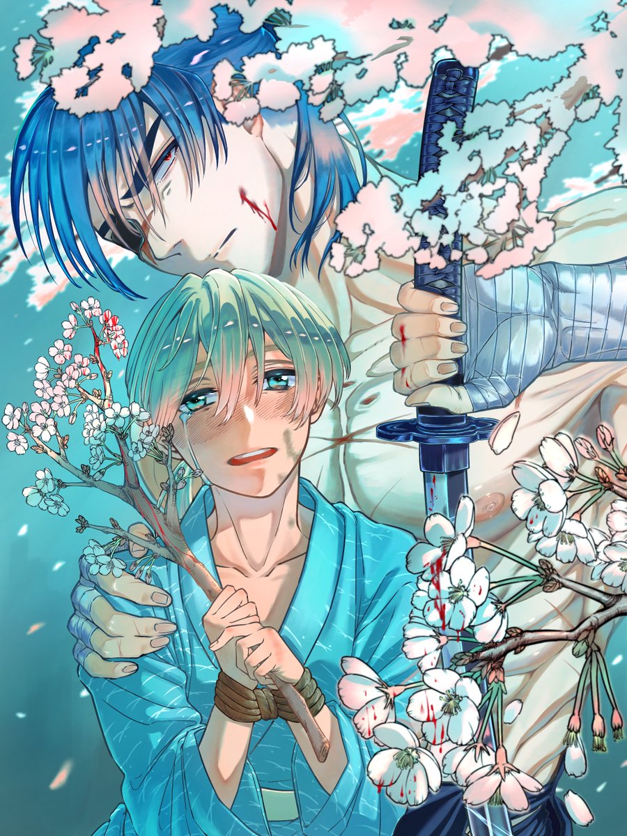 漫画上手くなりたくて初めて同人を発売しまして
正直一つも売れないと覚悟してたんですが、思ったより多くの方が読んでくださったみたいでめちゃ嬉しかったです！
ご協力くださった方本当にありがとうございます！

表紙ですが時期によって二人の関係性が分かる構図とモチーフになってます
#創作BL