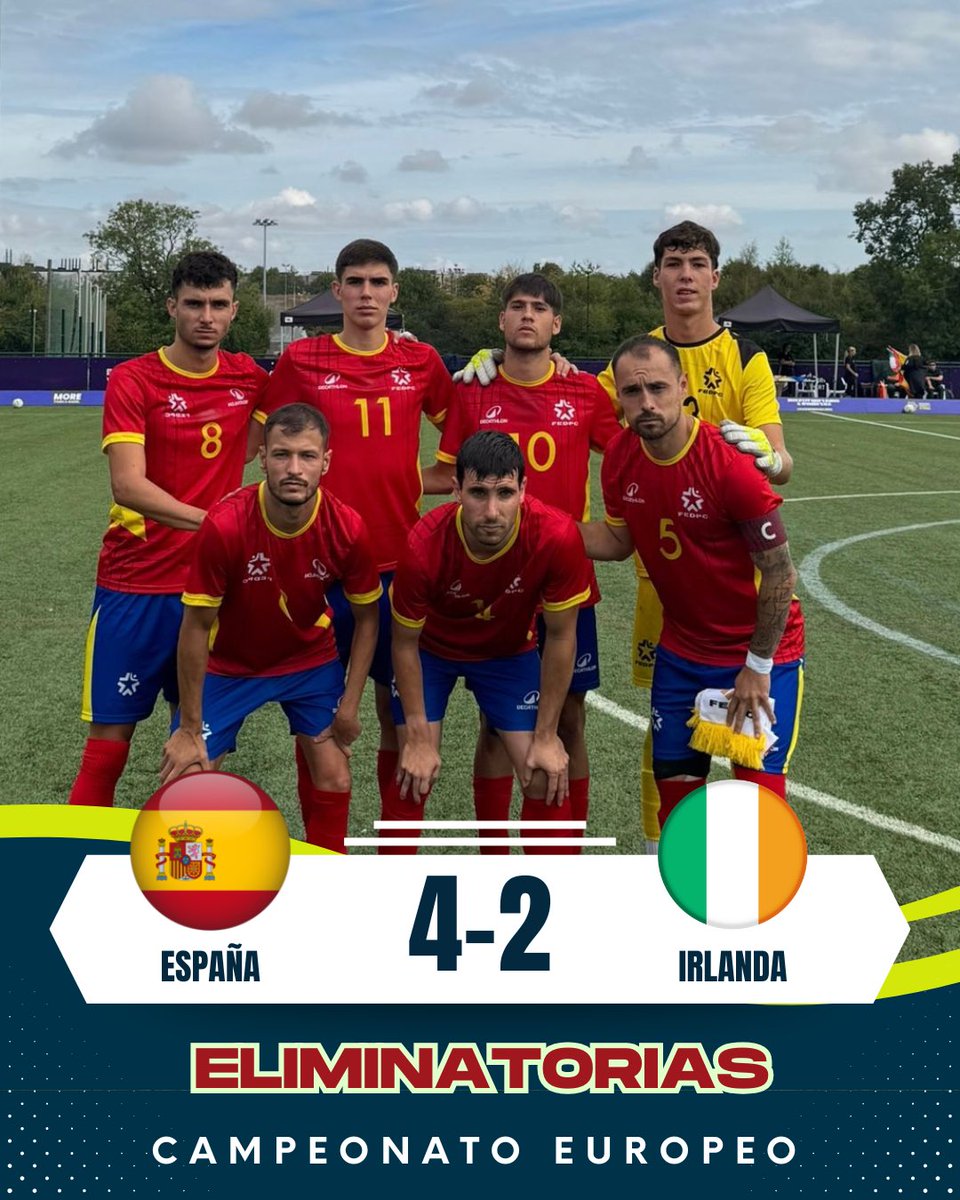 ✅ Sí, sí, sí… ¡OBJETIVO CUMPLIDO!

🇪🇸 4-2 🇮🇪

👏🏽 Los de Ariño ganan a Irlanda y firman la QUINTA PLAZA en el Campeonato de Europa

😎 ¡GRANDÍSIMO torneo, chicos, ORGULLOSOS de vuestro ESFUERZO!

⚽️⚽️ Héctor Martín
⚽️ Aketza
⚽️ Alejandro

#TeamEsp🇪🇸 <a href="/Paralimpicos/">Comité Paralímpico Español</a> <a href="/deportegob/">CSD</a>