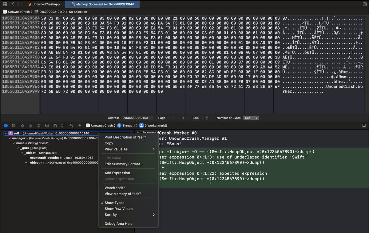 Accidentally found this really cool debugging page on Xcode today! 

You can right-click an object in the left-hand debugging pane (don't know what it's actually called - object inspector? - memory list?) and select "View memory of self" to see the actually hexadecimal bits