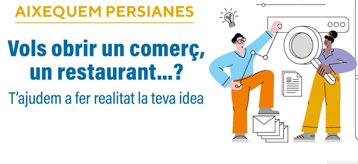 💡Tens una idea emprenedora?
🧑‍🤝‍🧑Busques personal per al teu equip?
🔑Vols obrir un local?

👉El programa "Aixequem persianes" impulsa l'obertura de nous locals i ofereix suport integral a les persones emprenedores

+ info bit.ly/3zcE3IU