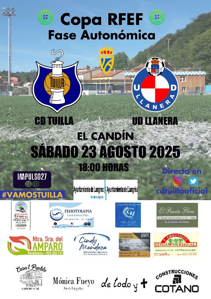 CDTuillaOficial's tweet photo. 💣 𝐃𝐈𝐀 𝐃𝐄 𝐏𝐀𝐑𝐓𝐈𝐃𝐎 💣
Copa 🏆RFEF
🏟️ #ElCandin
🕕 18:00 h
@CDTuillaOficial -@UDLlanera 
🎟️Taquilla🎟️
General 12€
Socio/as 6€
#VamosTuilla #Dinamiteros https://t.co/b7QOLUuQI7