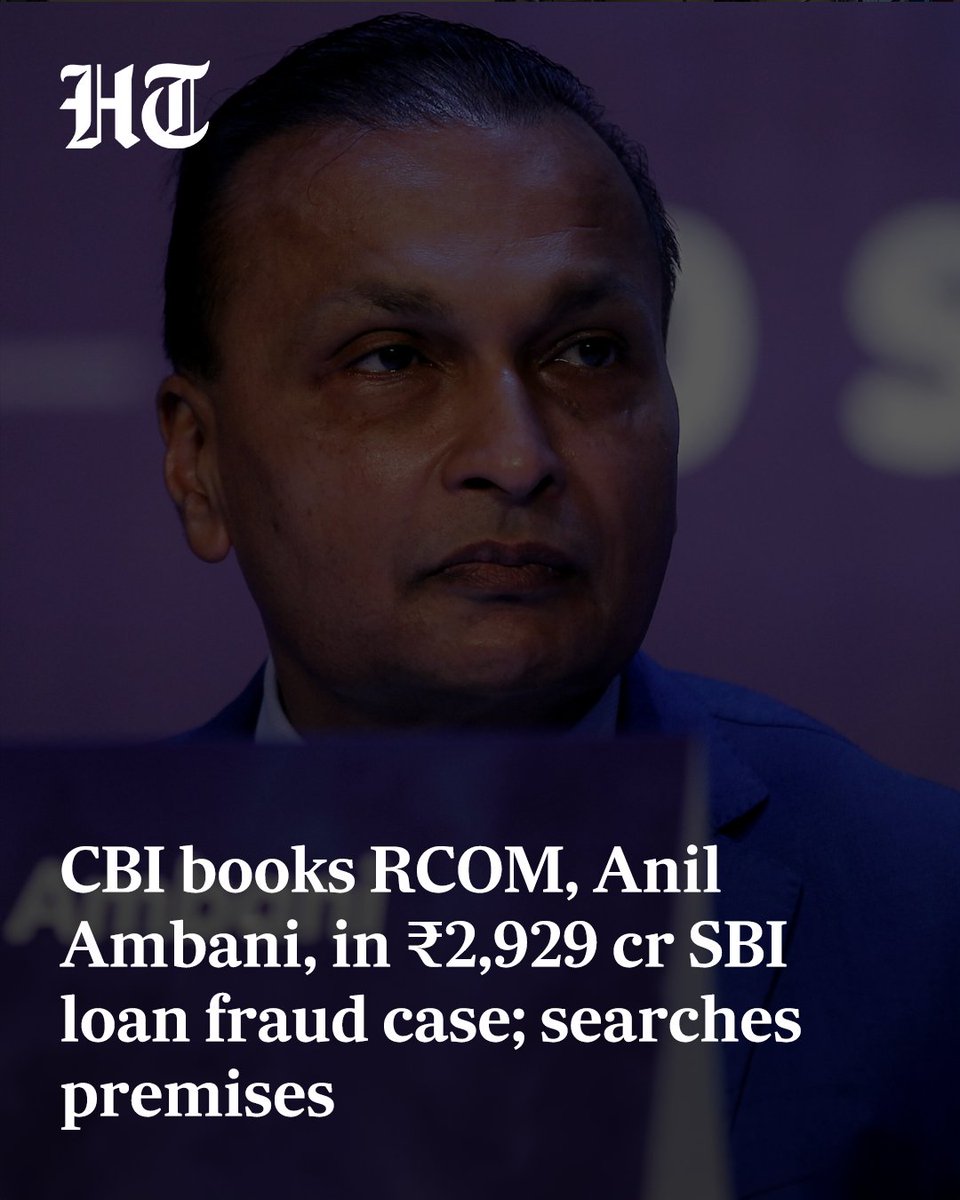 Hindustan Times (@httweets) on Twitter photo CBI carried out searches in Mumbai at premises linked to telecom firm Reliance Communications Ltd (RCOM) and industrialist Anil Ambani as part of its probe into an alleged bank loan fraud case.
Read 🔗 hindustantimes.com/india-news/cbi…
<a href="/abhisheksharanx/">Abhishek Sharan</a> ✍️ CBI carried out searches in Mumbai at premises linked to telecom firm Reliance Communications Ltd (RCOM) and industrialist Anil Ambani as part of its probe into an alleged bank loan fraud case.
Read 🔗 hindustantimes.com/india-news/cbi…
<a href="/abhisheksharanx/">Abhishek Sharan</a> ✍️